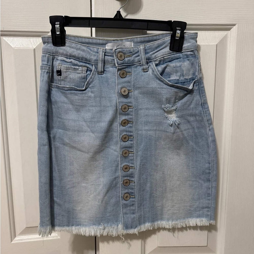 Kancan Denim Button-Front Skirt